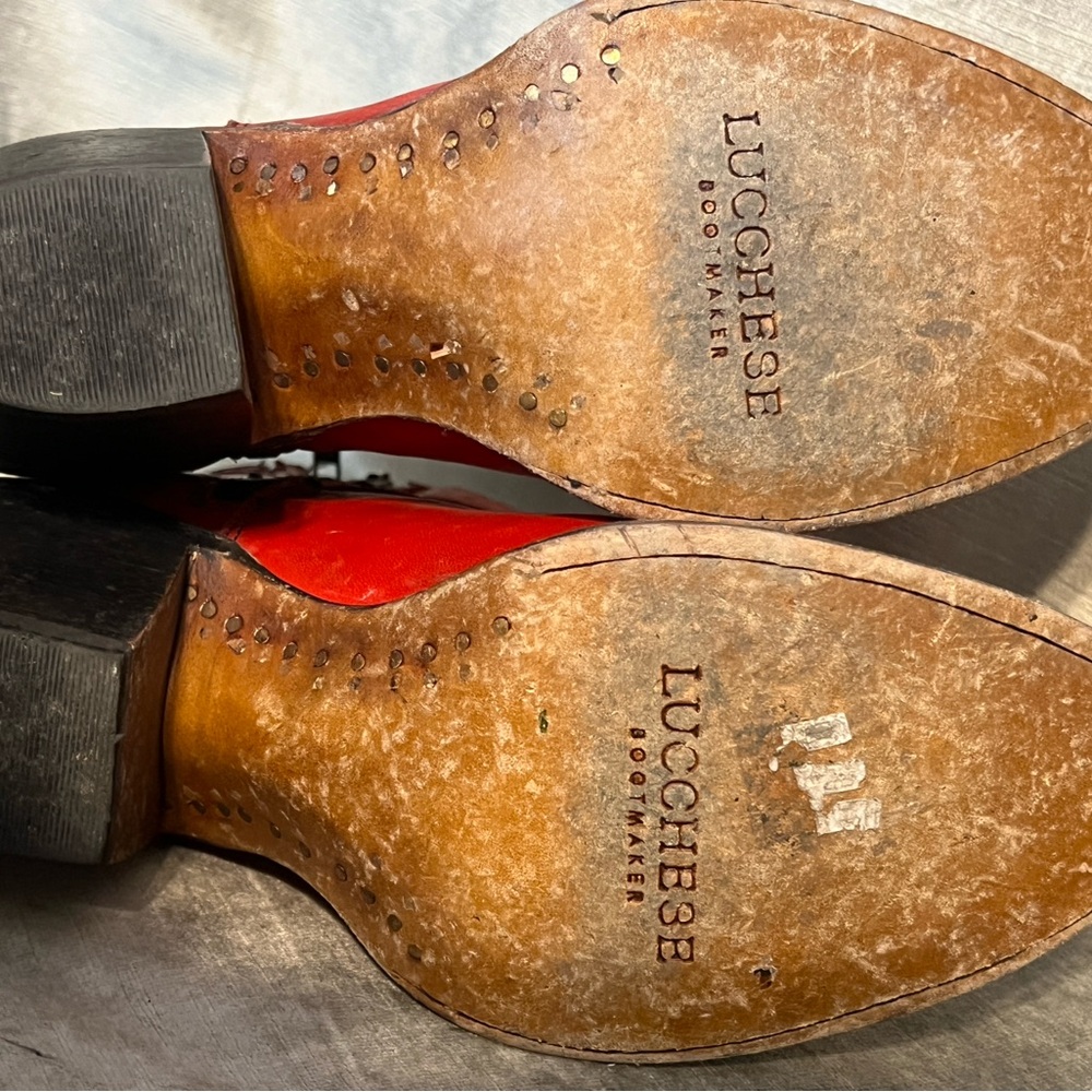 Lucchese Gwen Red Western Bootie w/Stonewash Finish. Women's Size 6.5 - Picture 8 of 14